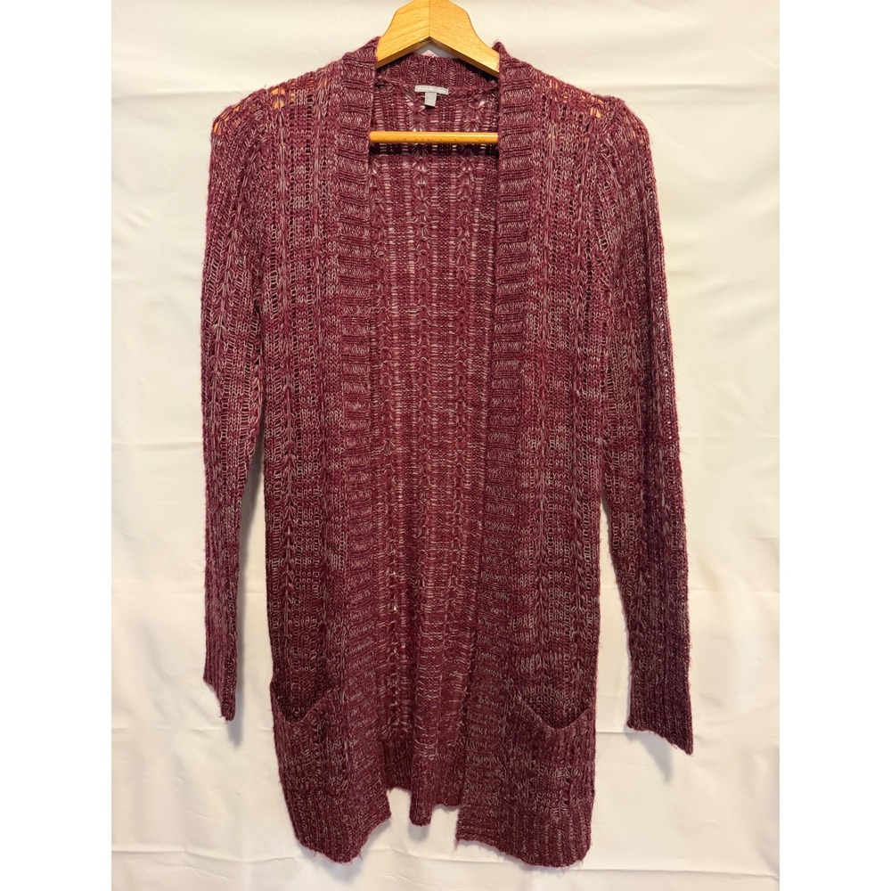 Charlotte Russe Burgundy Marled Knit Open Front Longline Cardigan Sweater Small